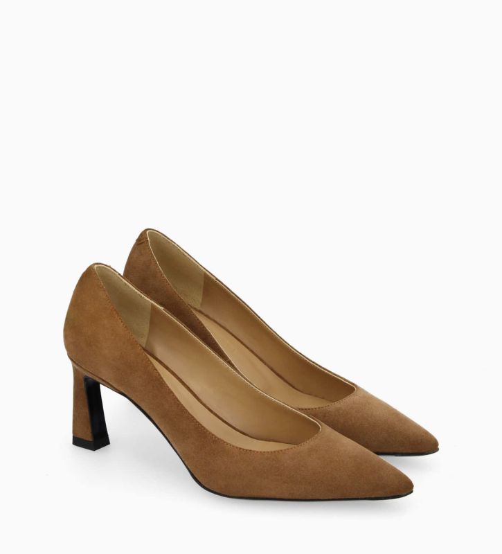 Free Lance Iris 65 Escarpin à Talon à Bout Pointu Cuir Velours Brun