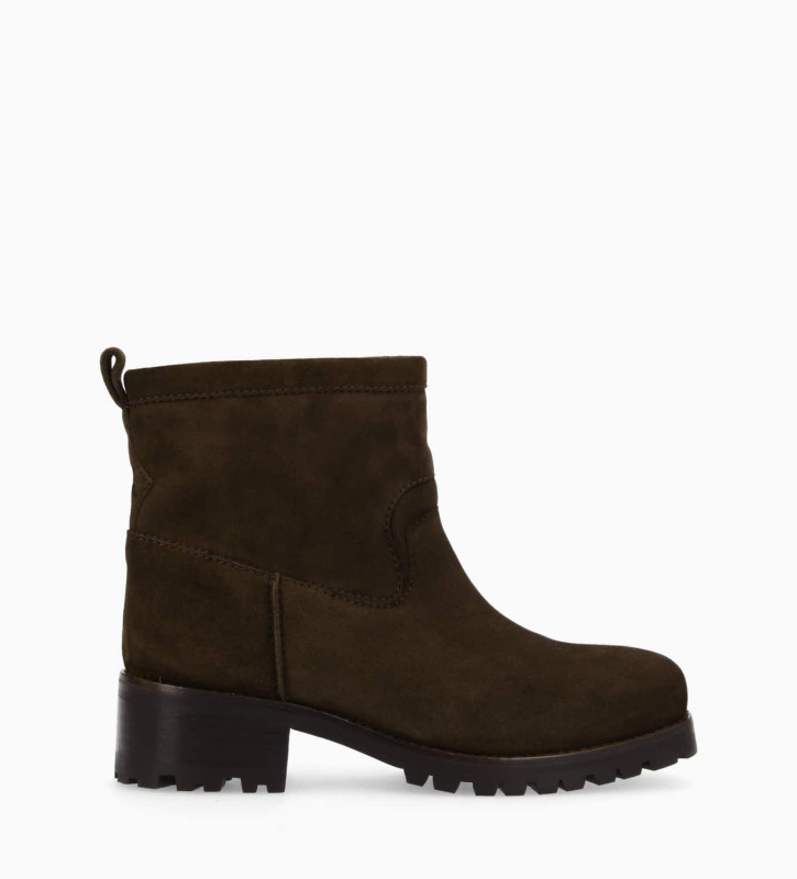 free lance Jac 45 Boot biker à bout carré Cuir velours Marron foncé