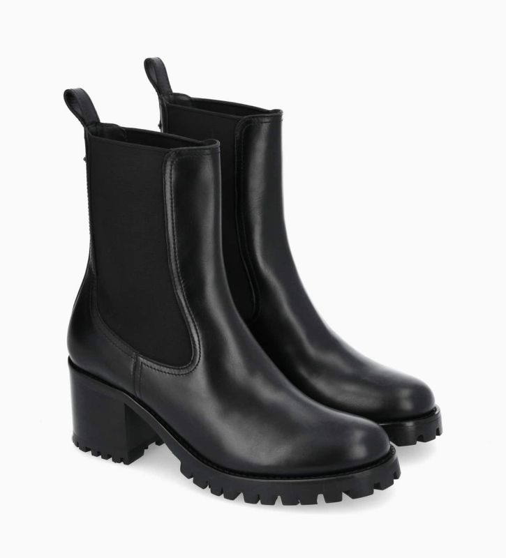 Free Lance Jade 45 Bottine Chelsea à Talon Cuir De Veau Lisse Brillant Noir