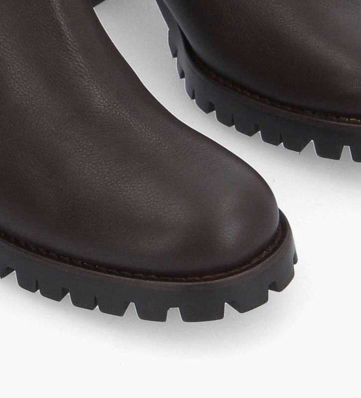 Free Lance Jade 45 Bottine Chelsea à Talon Cuir Grainé Marron Foncé