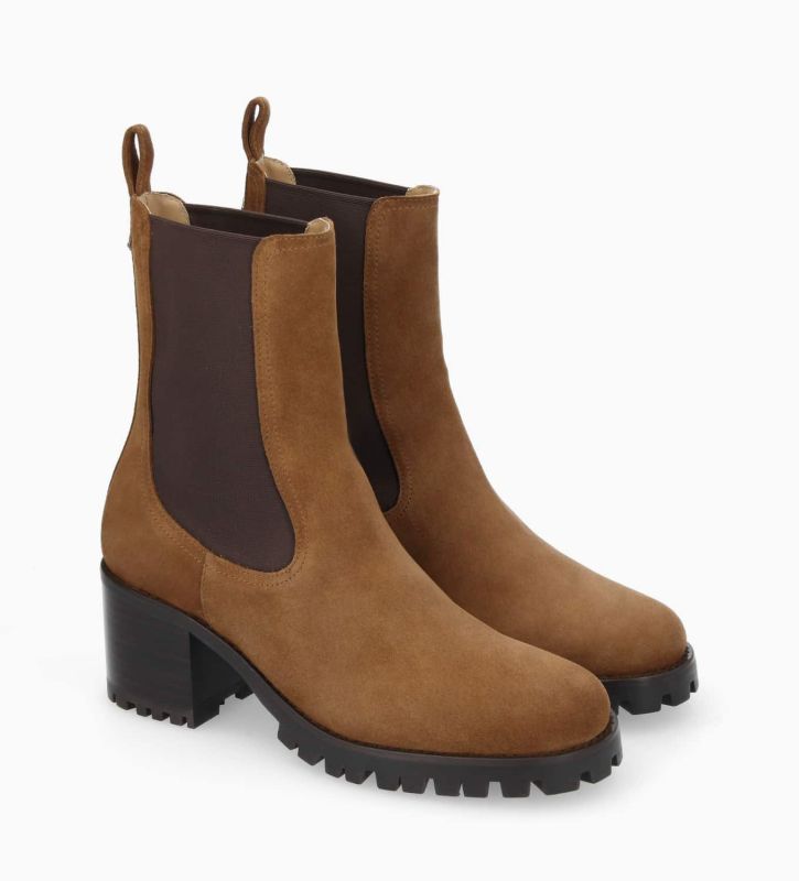 Free Lance Jade 45 Bottine Chelsea à Talon Cuir Velours Brun