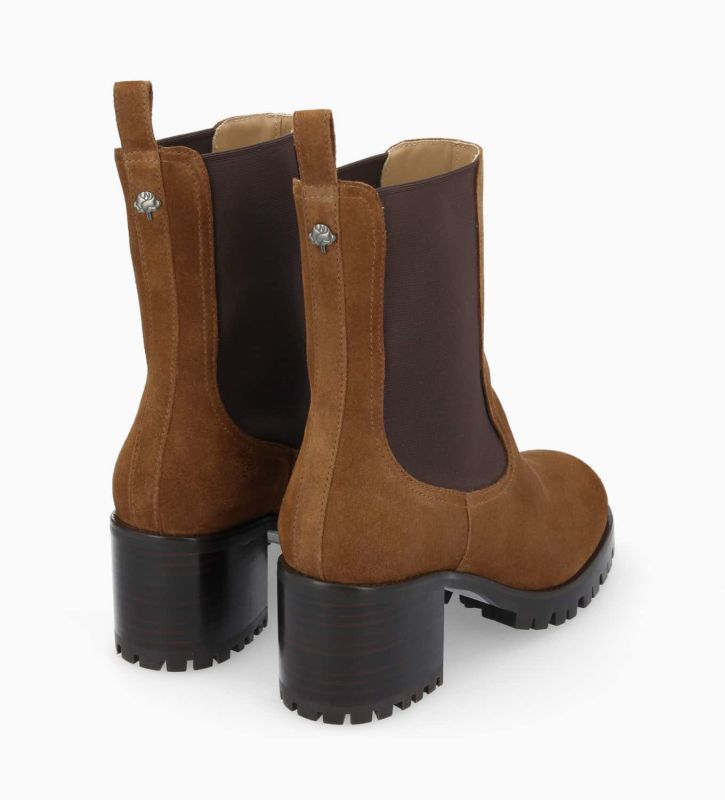 Free Lance Jade 45 Bottine Chelsea à Talon Cuir Velours Brun