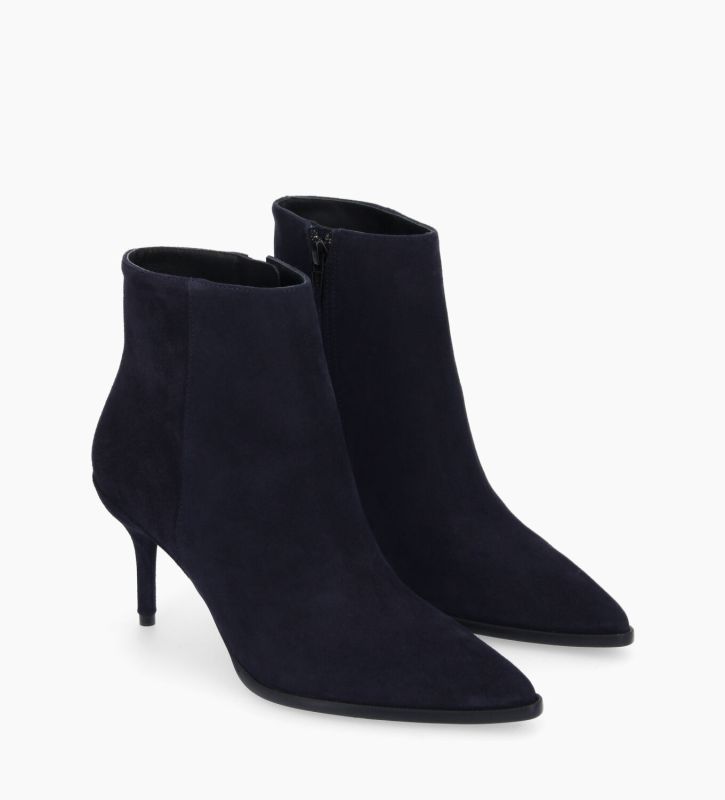Free Lance Jamie 70 Bottine à Talon Aiguille Cuir Velours Marine