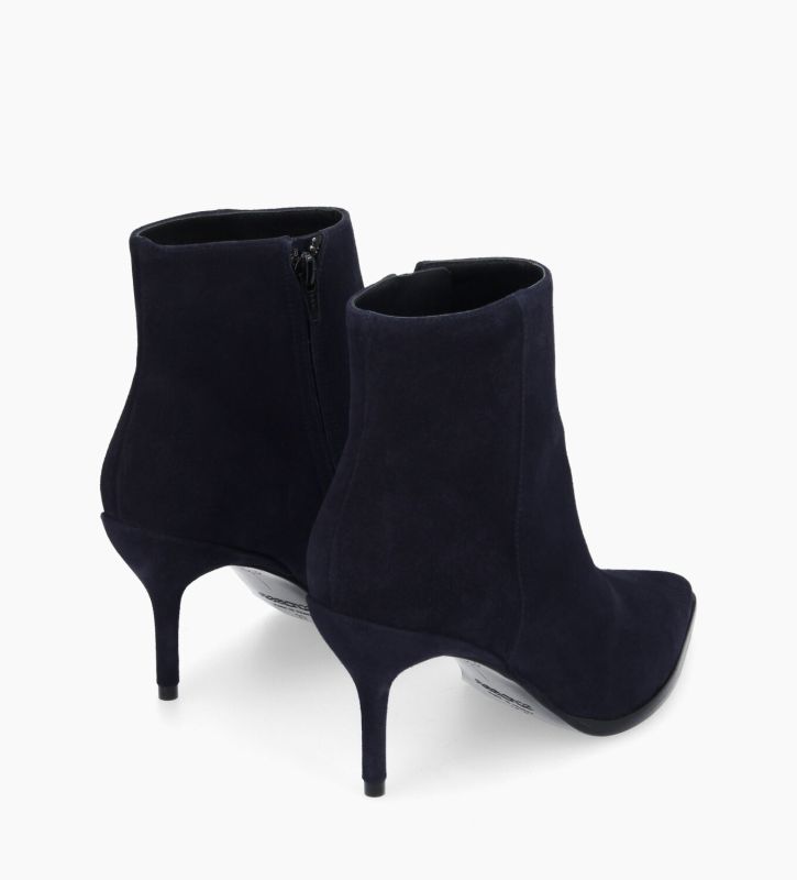 Free Lance Jamie 70 Bottine à Talon Aiguille Cuir Velours Marine