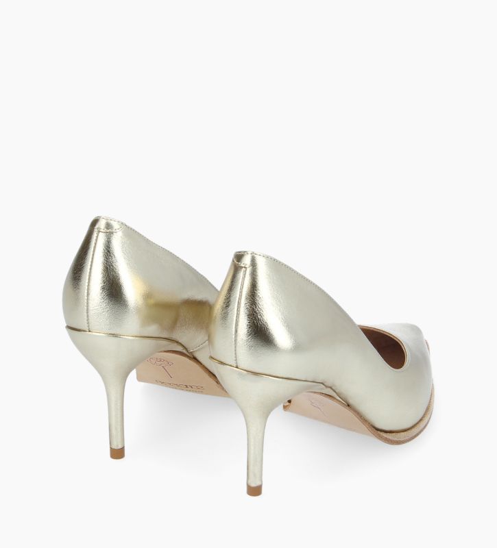 Free Lance Jamie 70 Escarpin à Bout Pointu Cuir Métallisé Champagne