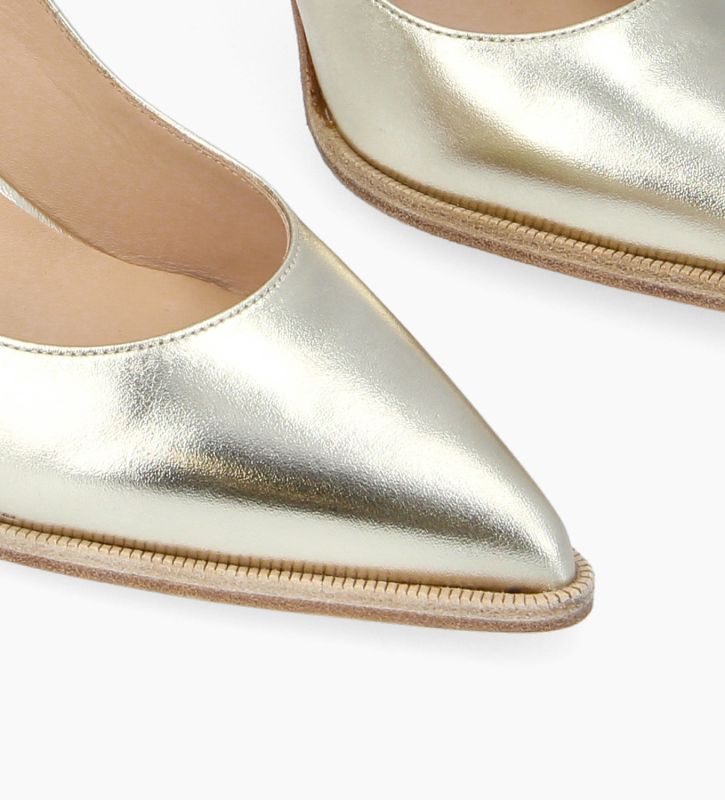 Free Lance Jamie 70 Escarpin à Bout Pointu Cuir Métallisé Champagne