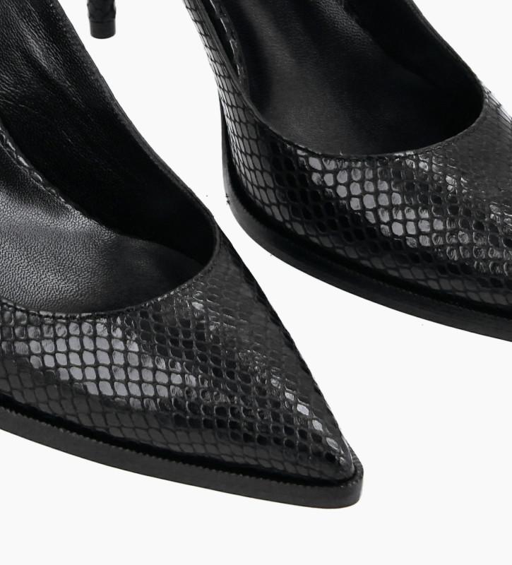 Free Lance Jamie 70 Escarpin à Bride Arrière Cuir Imprimé Python Noir