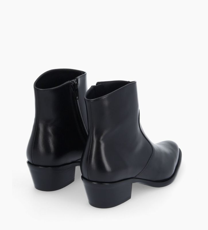 Free Lance Jane 5 Bottine Western Zippée à Talon Cuir Lisse Noir