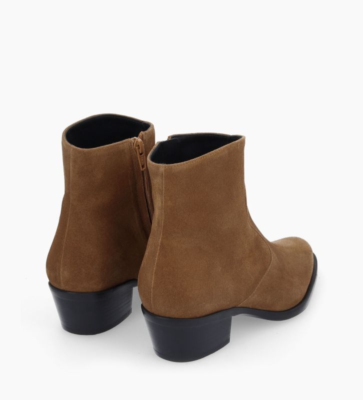 Free Lance Jane 5 Bottine Western Zippée à Talon Cuir Velours Sienna