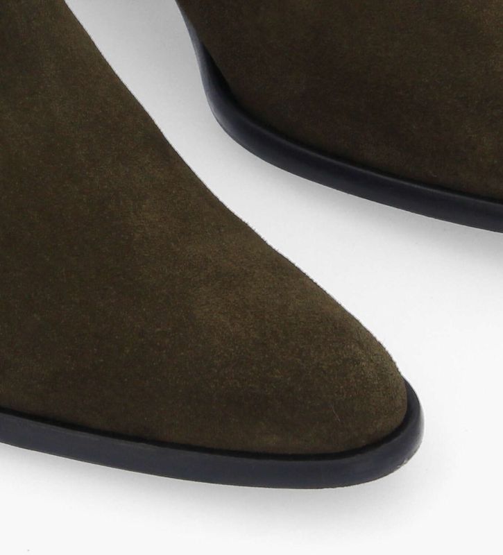 Free Lance Jane 5 Bottine Western Zippée à Talon Cuir Velours Kaki