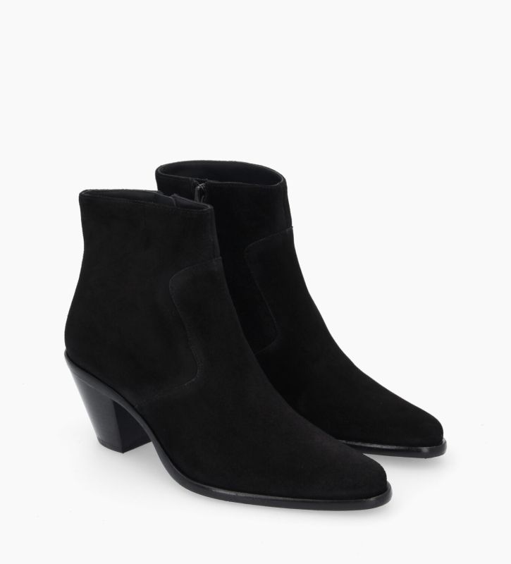 Free Lance Jane 7 Bottine Western Zippée Cuir Velours Noir