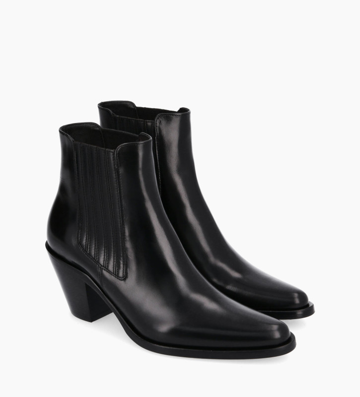 Free Lance Jane 70 Bottine Chelsea à Talon Cuir De Veau Lisse Noir