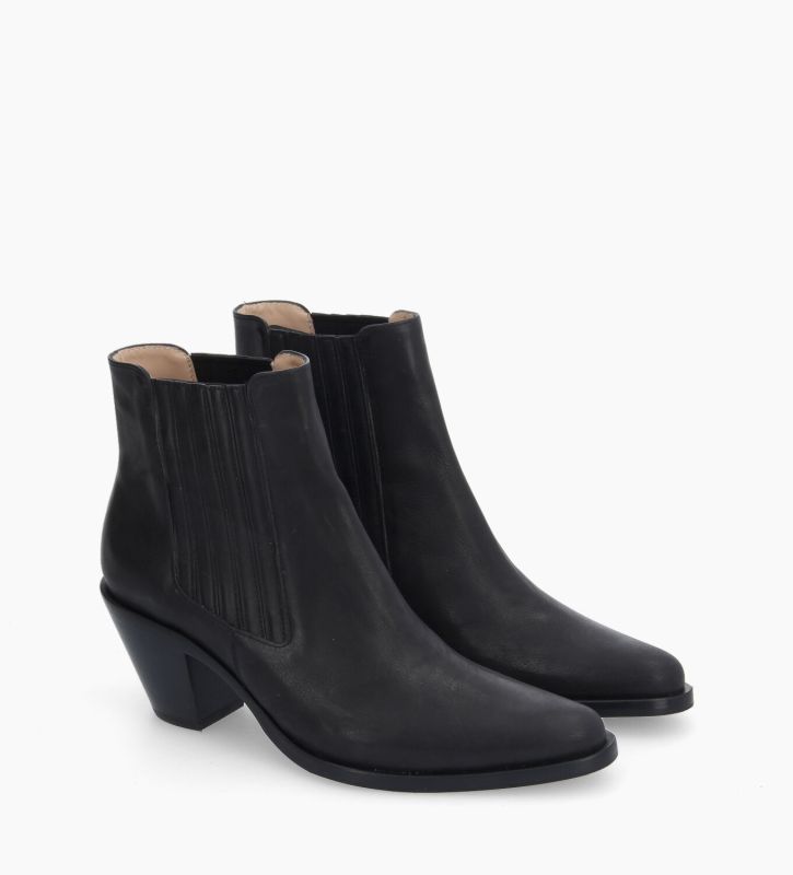 Free Lance Jane 70 Bottine Chelsea à Talon Cuir Grainé Noir
