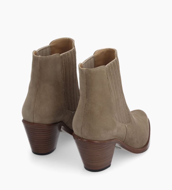 Free Lance Jane 70 Bottine Chelsea à Talon Cuir Velours Grège