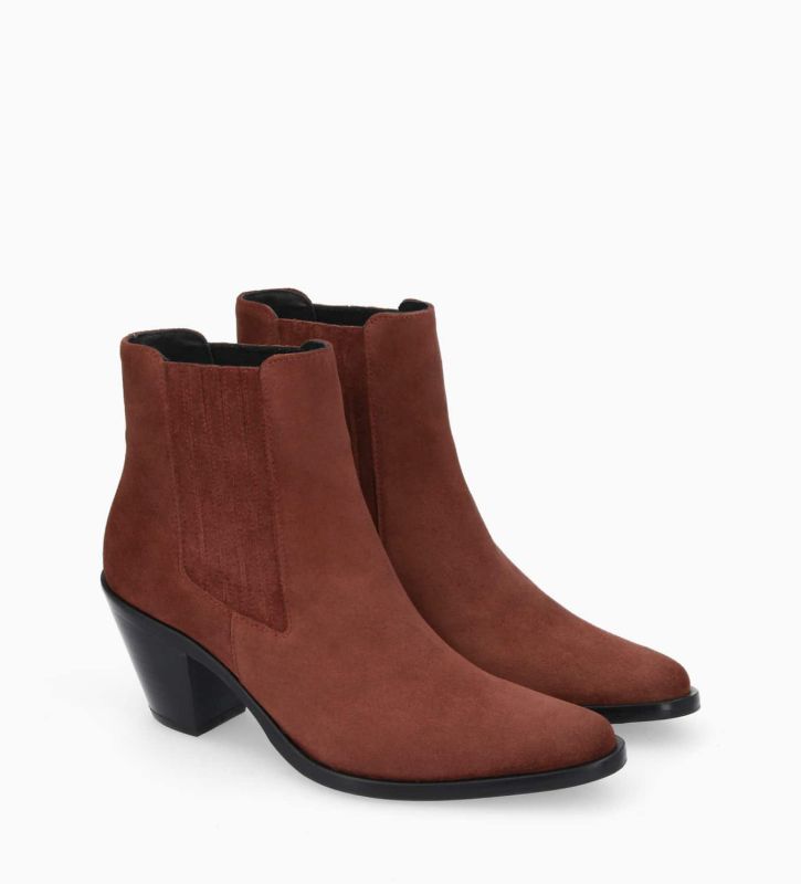 Free Lance Jane 70 Bottine Chelsea à Talon Cuir Velours Grenat