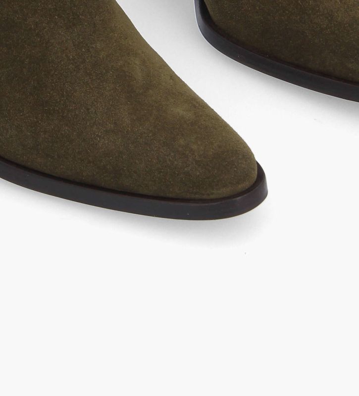 Free Lance Jane 70 Bottine Chelsea à Talon Cuir Velours Kaki