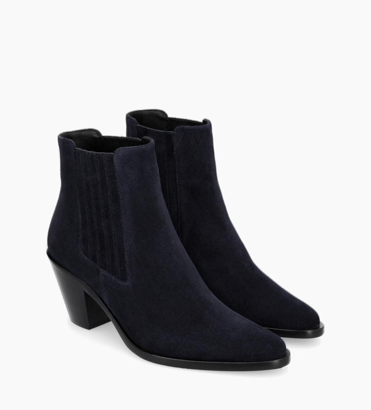 Free Lance Jane 70 Bottine Chelsea à Talon Cuir Velours Marine