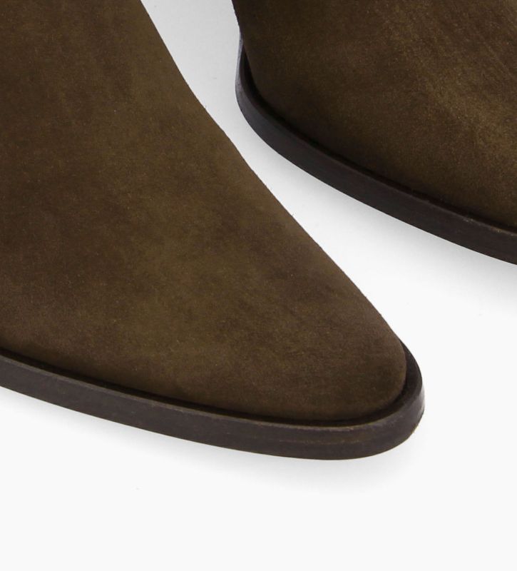 Free Lance Jane 70 Bottine Chelsea à Talon Cuir Velours Marron Foncé