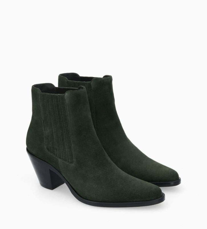 Free Lance Jane 70 Bottine Chelsea à Talon Cuir Velours Militaire