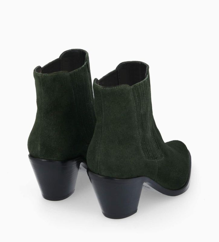 Free Lance Jane 70 Bottine Chelsea à Talon Cuir Velours Militaire