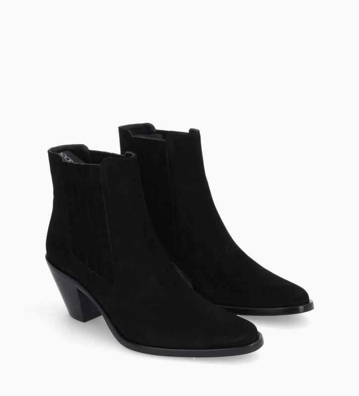 Free Lance Jane 70 Bottine Chelsea à Talon Cuir Velours Noir