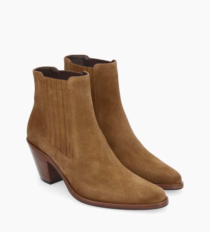 Free Lance Jane 70 Bottine Chelsea à Talon Cuir Velours Sienna