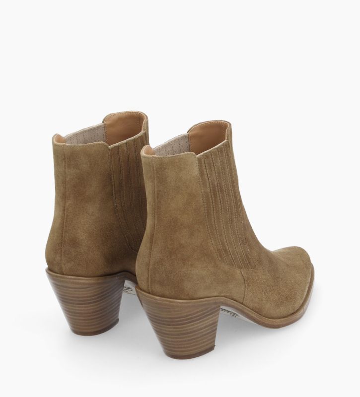 Free Lance Jane 70 Bottine Chelsea à Talon Cuir Velours Taupe