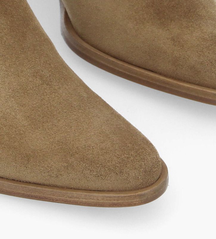 Free Lance Jane 70 Bottine Chelsea à Talon Cuir Velours Taupe