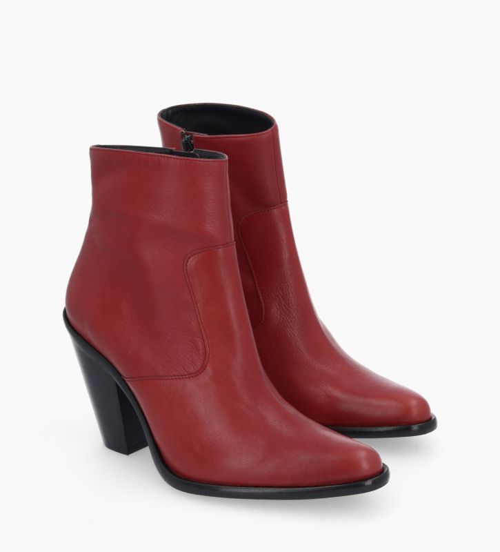 Free Lance Jane 9 Bottine Western Zippée Cuir Lisse Rouge