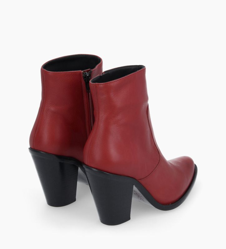 Free Lance Jane 9 Bottine Western Zippée Cuir Lisse Rouge