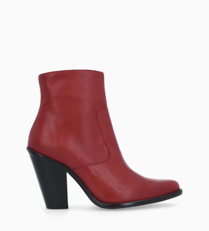 free lance Jane 9 Bottine western zippée Cuir lisse Rouge