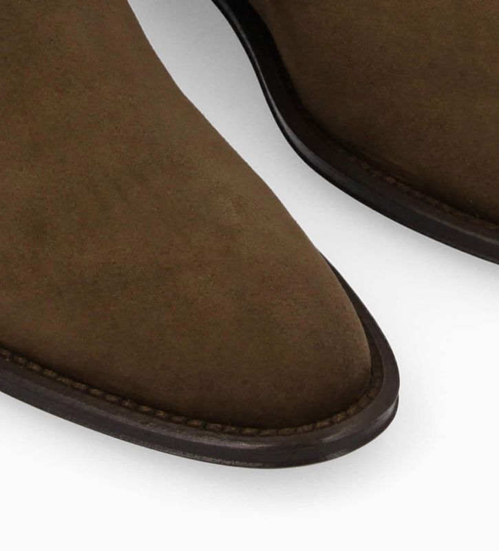 Free Lance Joan Botte à Talon Plat Cuir Velours Marron Foncé