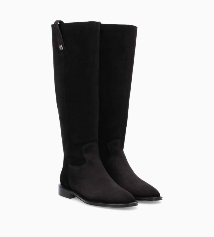 Free Lance Joan Botte à Talon Plat Cuir Velours Noir