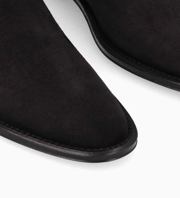 Free Lance Joan Botte à Talon Plat Cuir Velours Noir