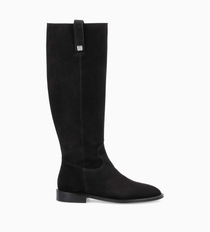 free lance Joan Botte à talon plat Cuir velours Noir