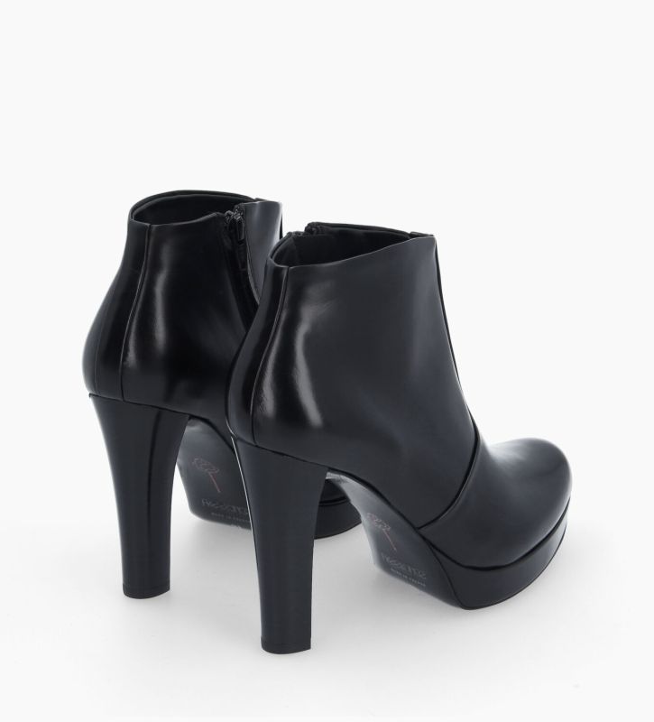 Free Lance Juke 70 Bottine à Talon à Zip Cuir Lisse Noir