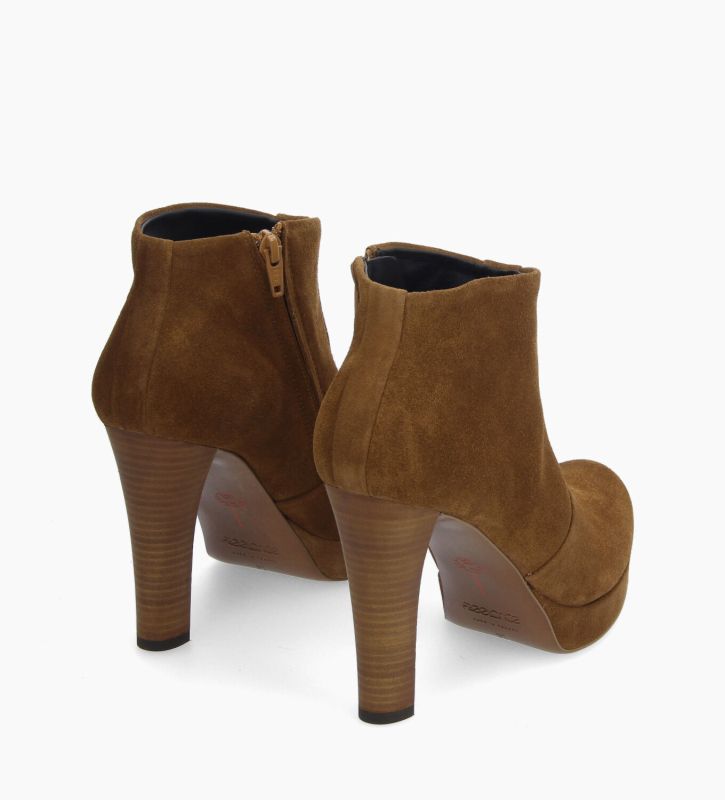 Free Lance Juke 70 Bottine à Talon à Zip Cuir Velours Sienna