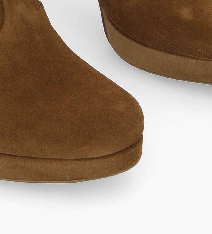 Free Lance Juke 70 Bottine à Talon à Zip Cuir Velours Sienna