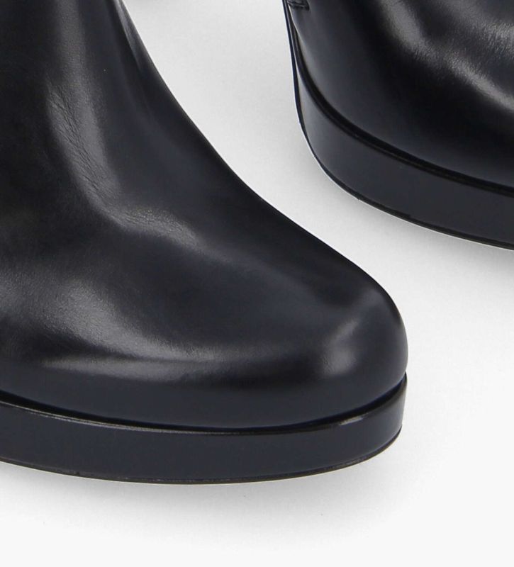 Free Lance Juke 70 Bottine à Talon Zippée à Boucle Cuir Lisse Noir