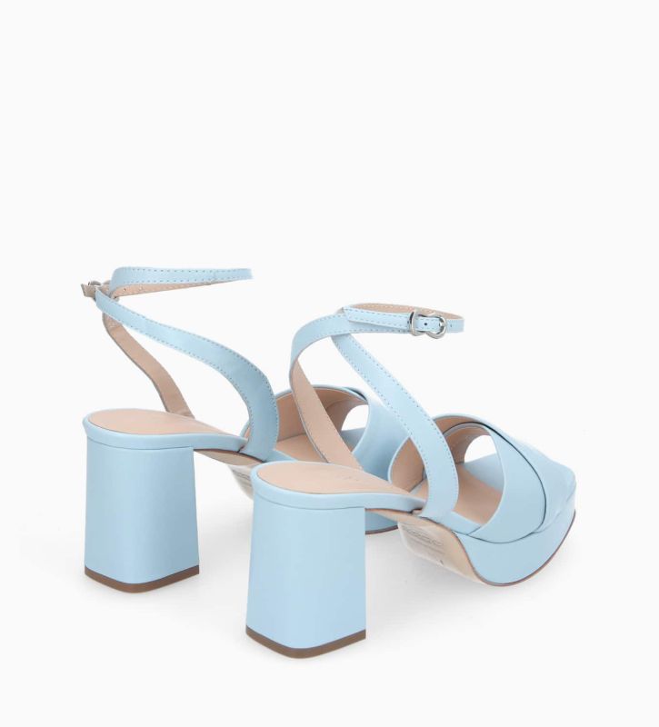Free Lance Julianne 50 Sandale à Talon Cuir Lisse Bleu Ciel