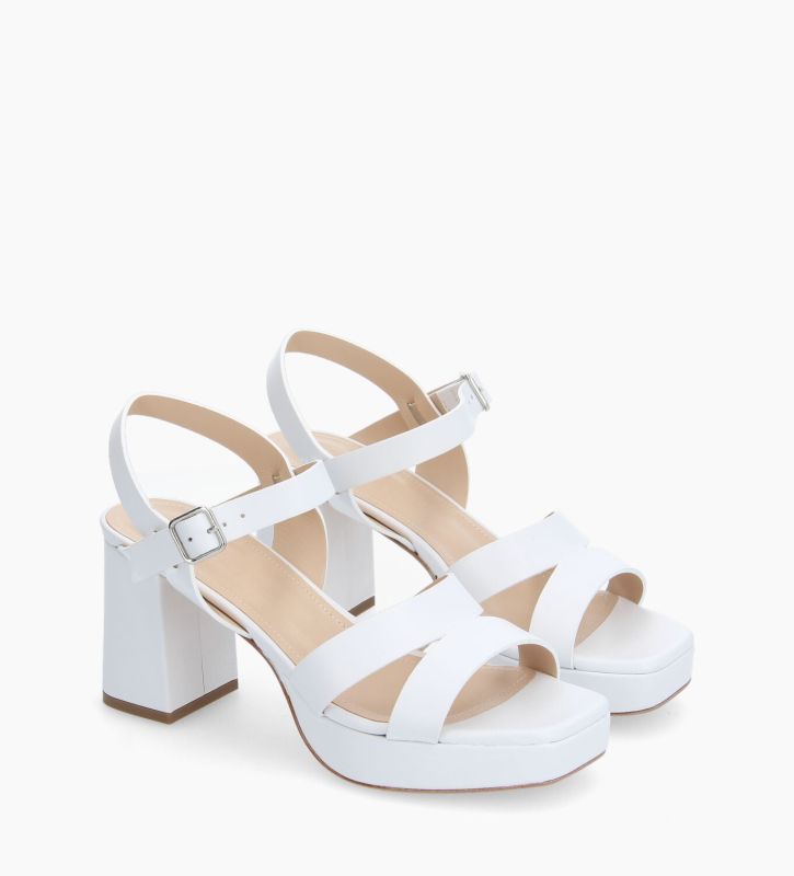 Free Lance Juliette 50 Sandale à Talon Cuir Lisse Blanc