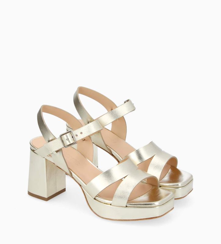 Free Lance Juliette 50 Sandale à Talon Cuir Métallisé Champagne