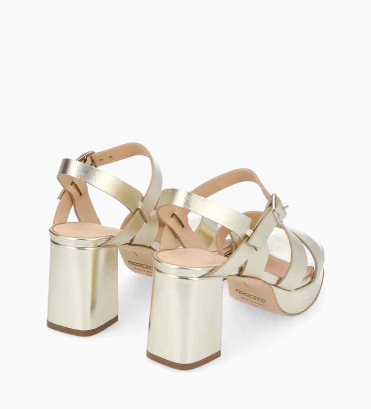 Free Lance Juliette 50 Sandale à Talon Cuir Métallisé Champagne