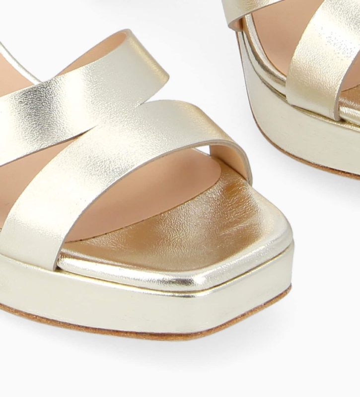 Free Lance Juliette 50 Sandale à Talon Cuir Métallisé Champagne