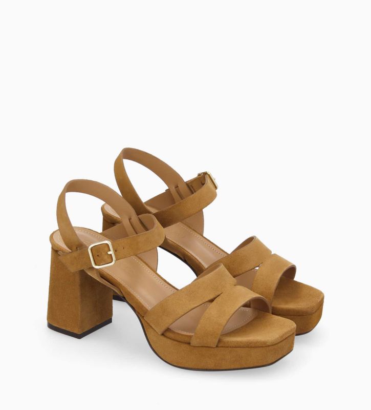 Free Lance Juliette 50 Sandale à Talon Cuir Velours Biscuit