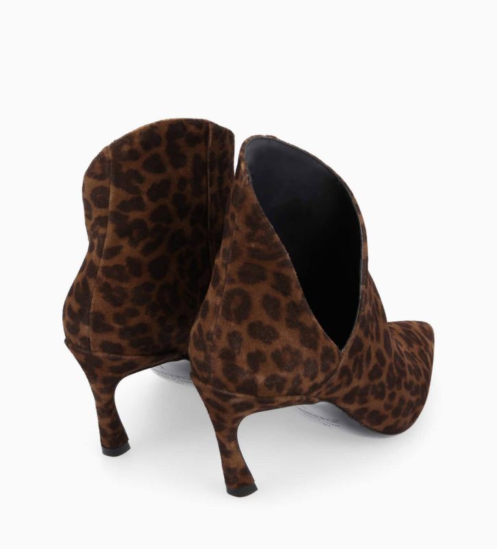 Free Lance June 65 Bottine à Bout Pointu à Talon Cuir Velours Léopard