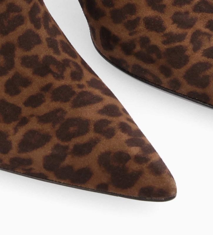 Free Lance June 65 Bottine à Bout Pointu à Talon Cuir Velours Léopard