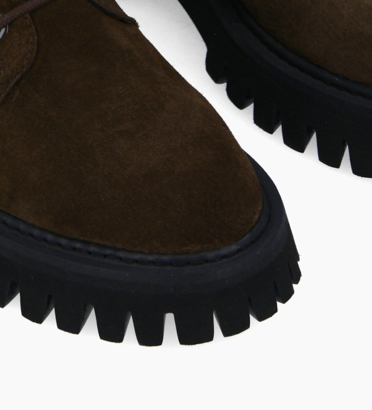 Free Lance Juno Boot Rangers à Lacets Cuir Velours Marron Foncé