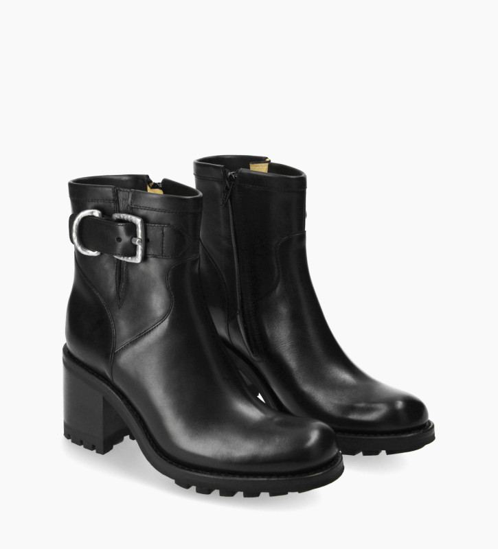 Free Lance Justy 70 Boot Biker à Boucle Cuir Lisse Noir