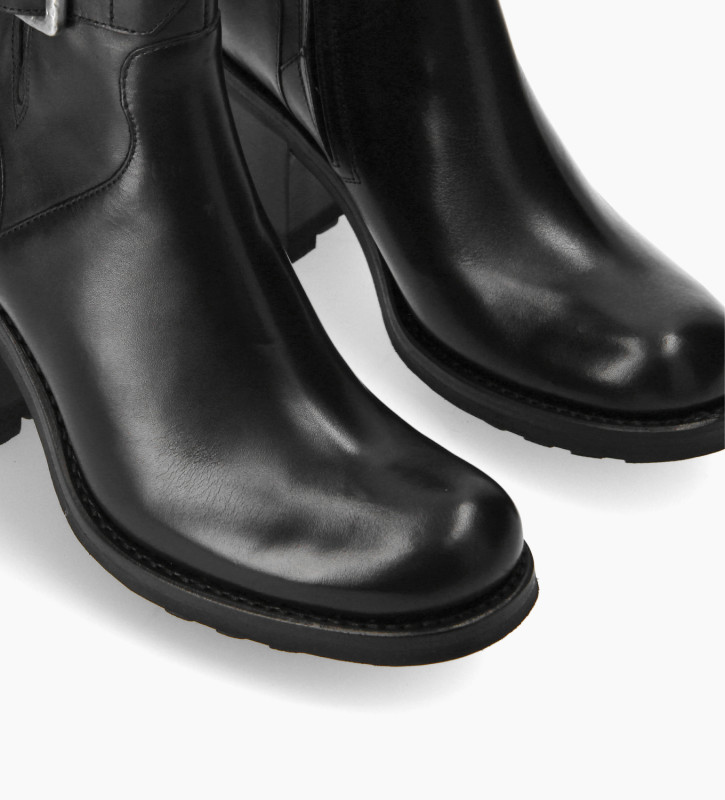 Free Lance Justy 70 Boot Biker à Boucle Cuir Lisse Noir